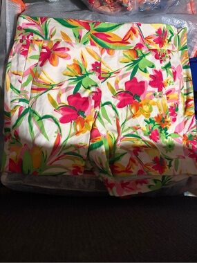 J Crew - Women's Floral Chino Shorts - White with Pink & Green - size 0